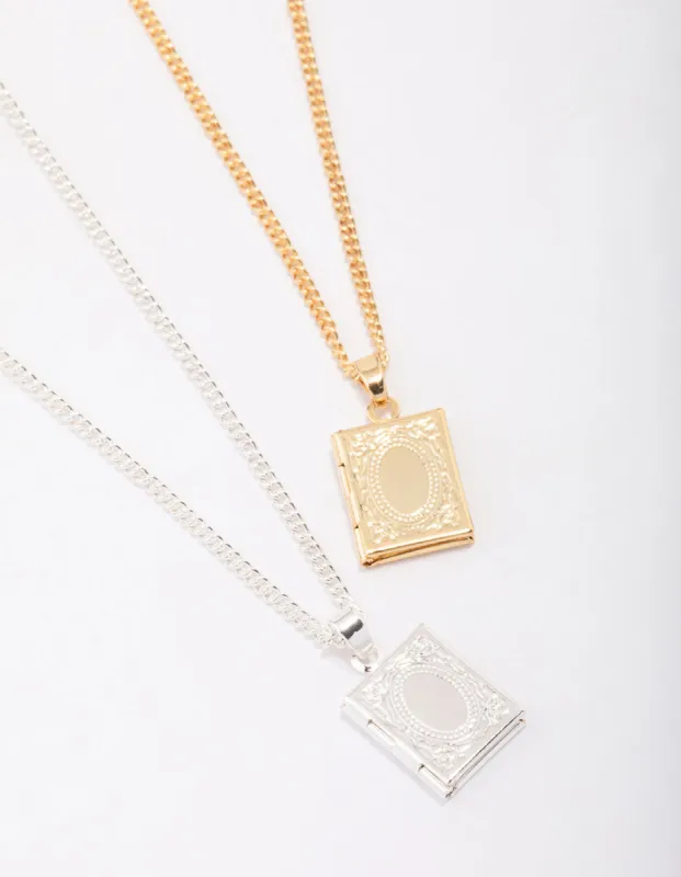 Gold & Silver Plated Locket Pendant Necklace Pack sold by lovisa