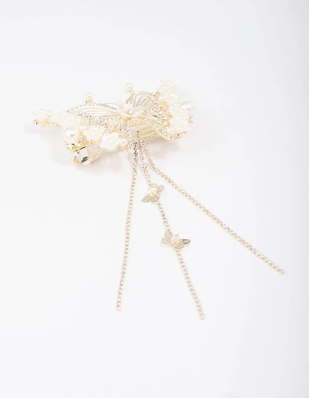 Gold Floral Diamante Butterfly Hair Claw Clip sold by lovisa