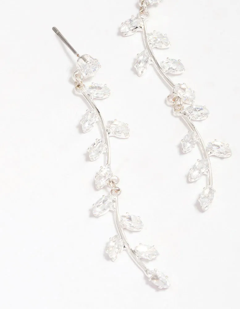 Silver Plated Long Swirling Cubic Zirconia Vine Drop Earrings sold by lovisa product image thumbnail 2