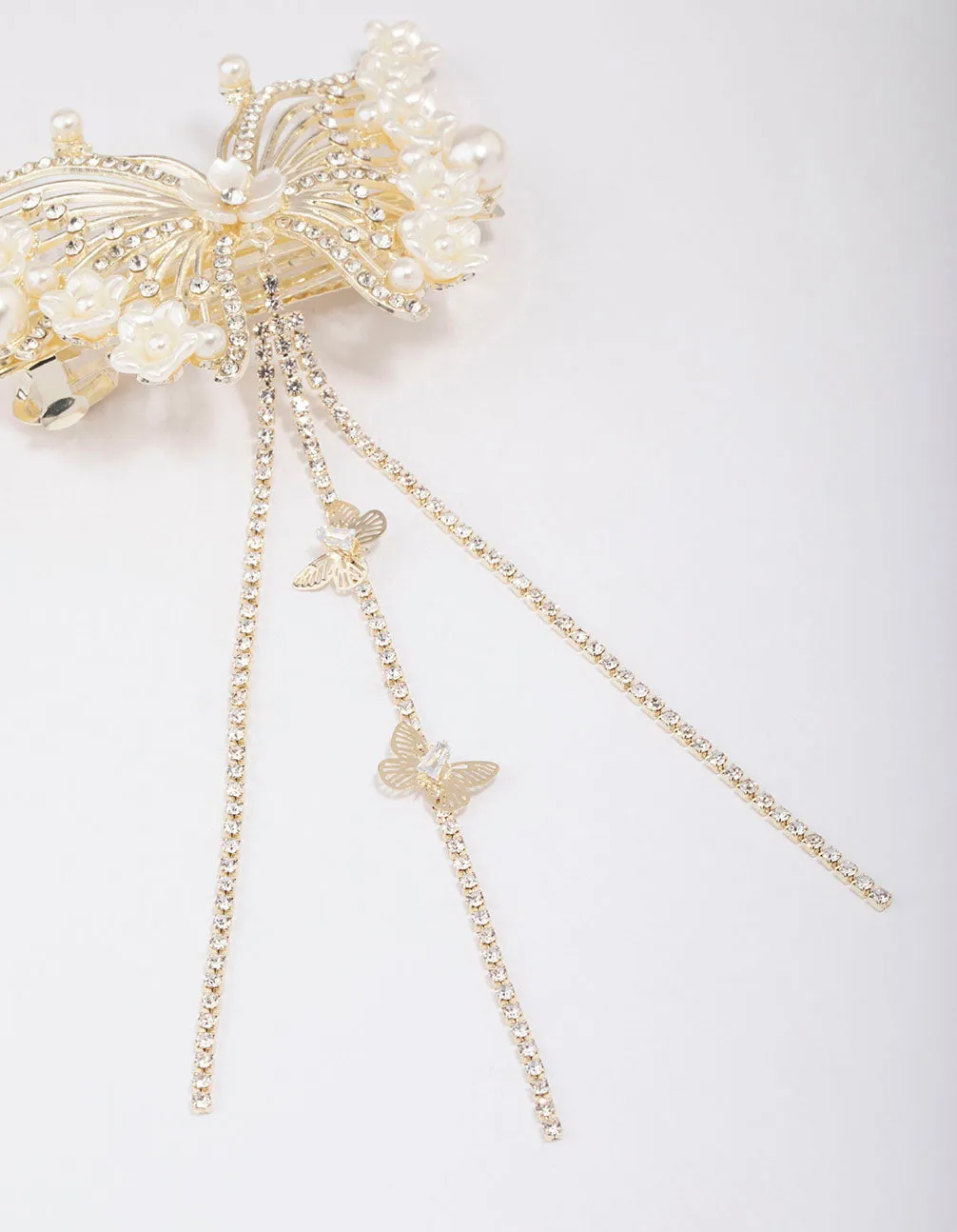 Gold Floral Diamante Butterfly Hair Claw Clip sold by lovisa product image thumbnail 3