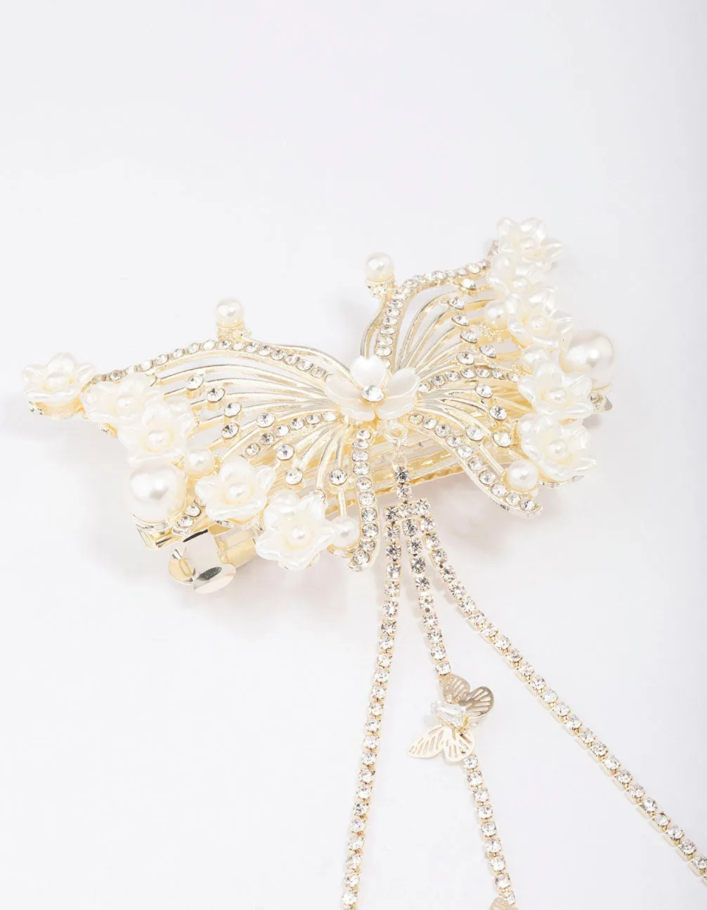 Gold Floral Diamante Butterfly Hair Claw Clip sold by lovisa product image thumbnail 2