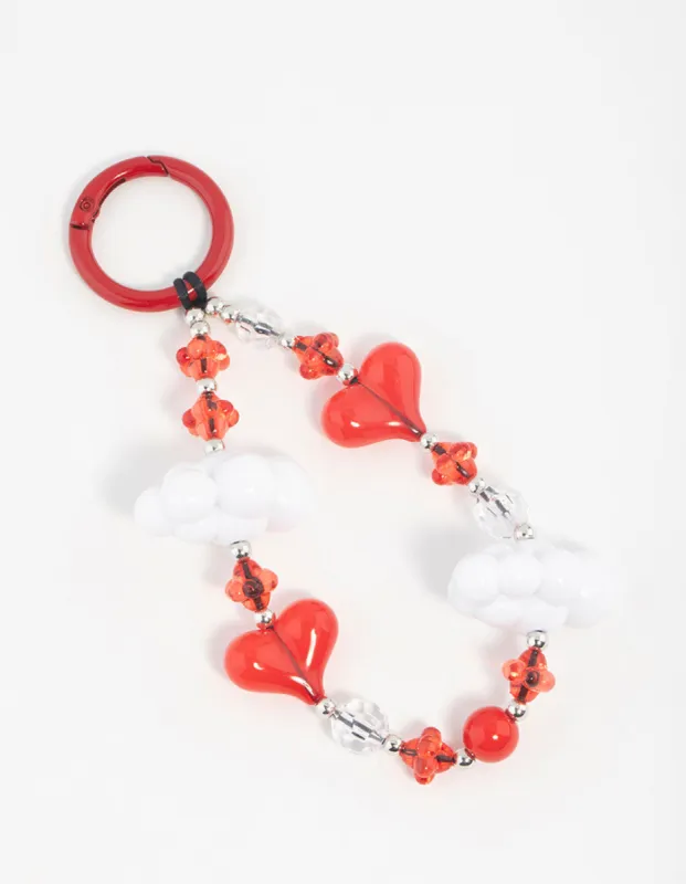Red & White Cloud Heart Keychain sold by lovisa