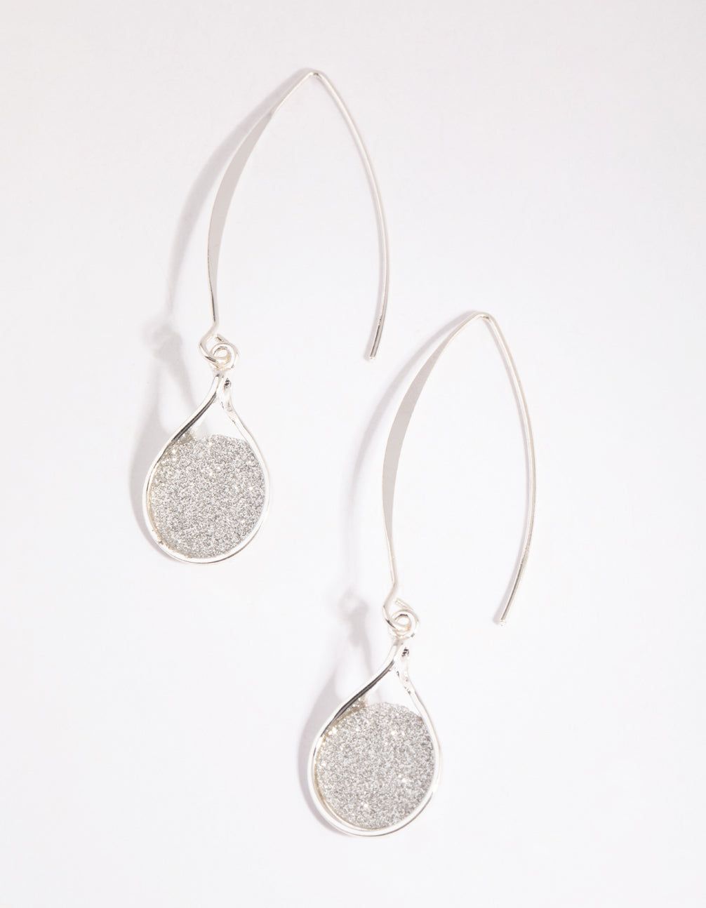 Silver Glitter Circle Drop Earrings sold by lovisa