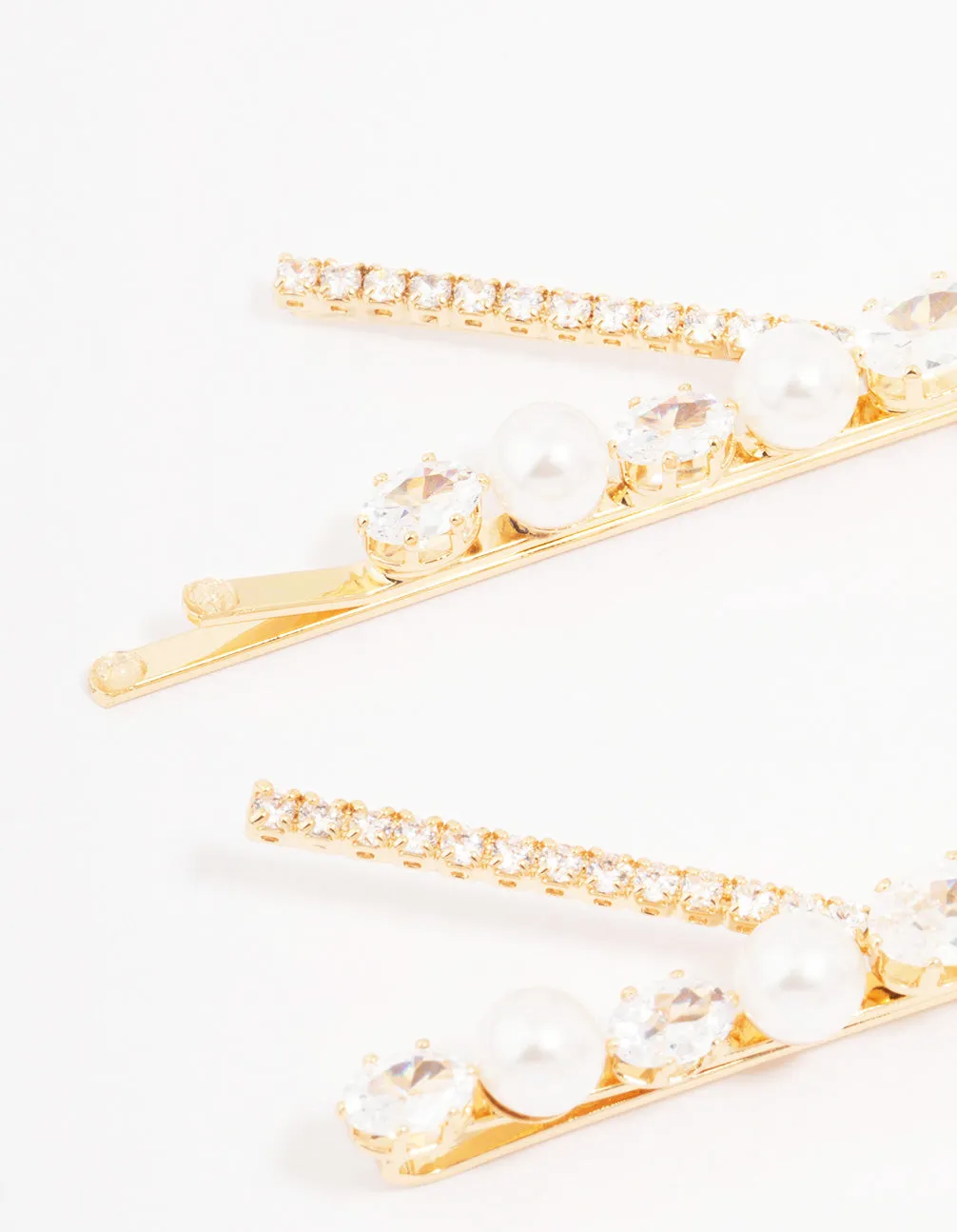 Gold Pearl & Crystal Cross Hair Clip 2-Pack sold by lovisa product image thumbnail 2