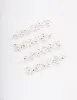 Silver Crystal & Pearl Leaf Hair Clip 4-Pack sold by lovisa