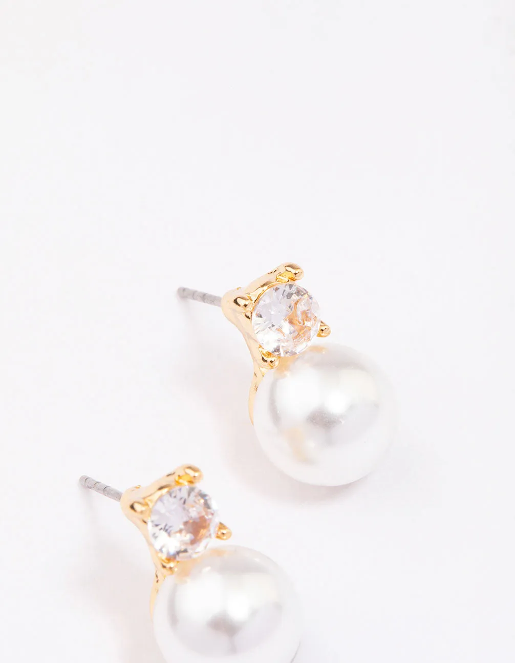 Gold Diamante & Pearl Stud Earrings sold by lovisa product image thumbnail 2