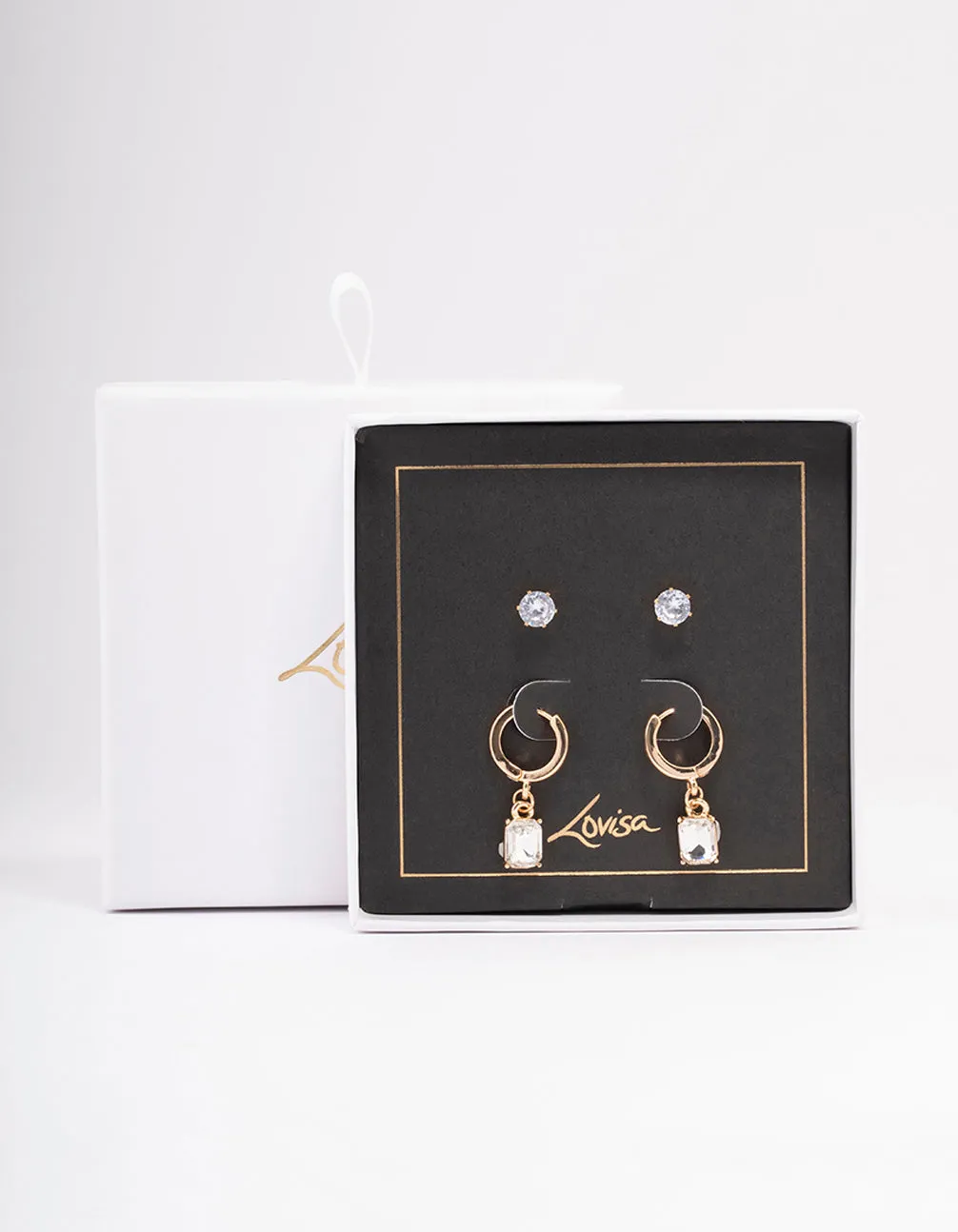 Gold Diamante Stud & Huggie Earring Pack sold by lovisa product image thumbnail 2
