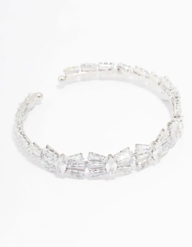 Rhodium Cubic Zirconia Bow Wrist Cuff sold by lovisa