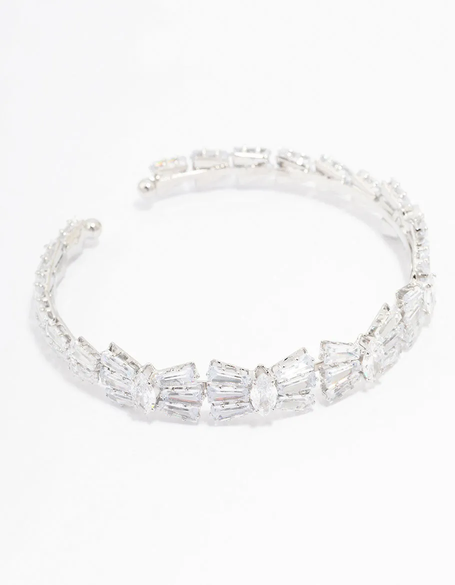 Rhodium Cubic Zirconia Bow Wrist Cuff sold by lovisa