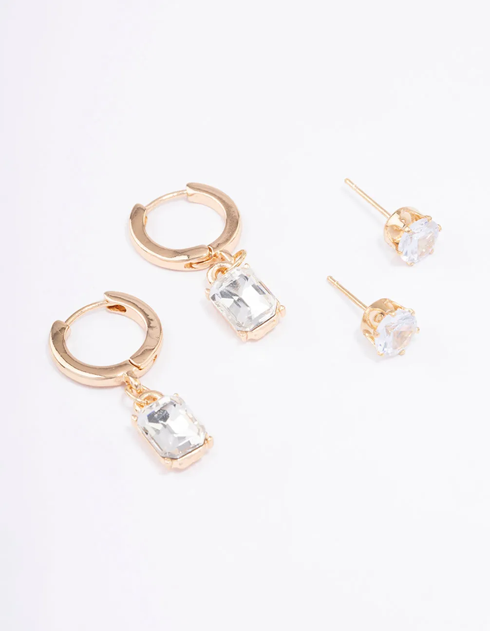 Gold Diamante Stud & Huggie Earring Pack sold by lovisa