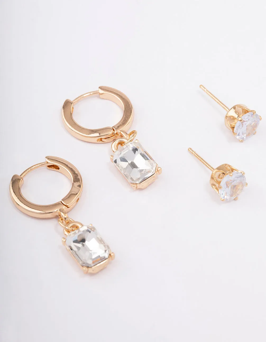Gold Diamante Stud & Huggie Earring Pack sold by lovisa product image thumbnail 3