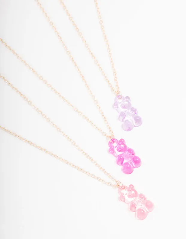 Rose Gold Gummy Bear Pendant Necklace 3-Pack sold by lovisa