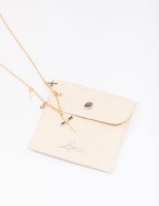 Gold Diamante Cross Droplet Necklace sold by lovisa