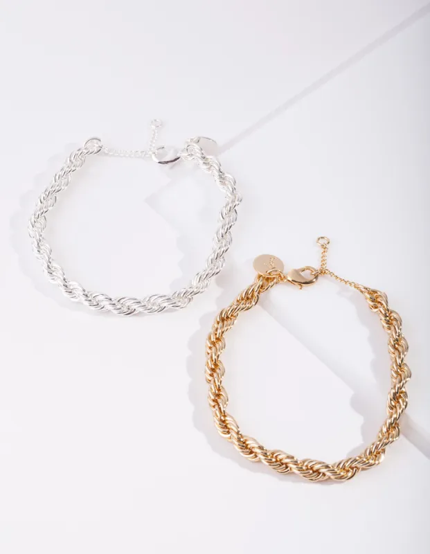 Mixed Metal Plated Bracelet Set sold by lovisa