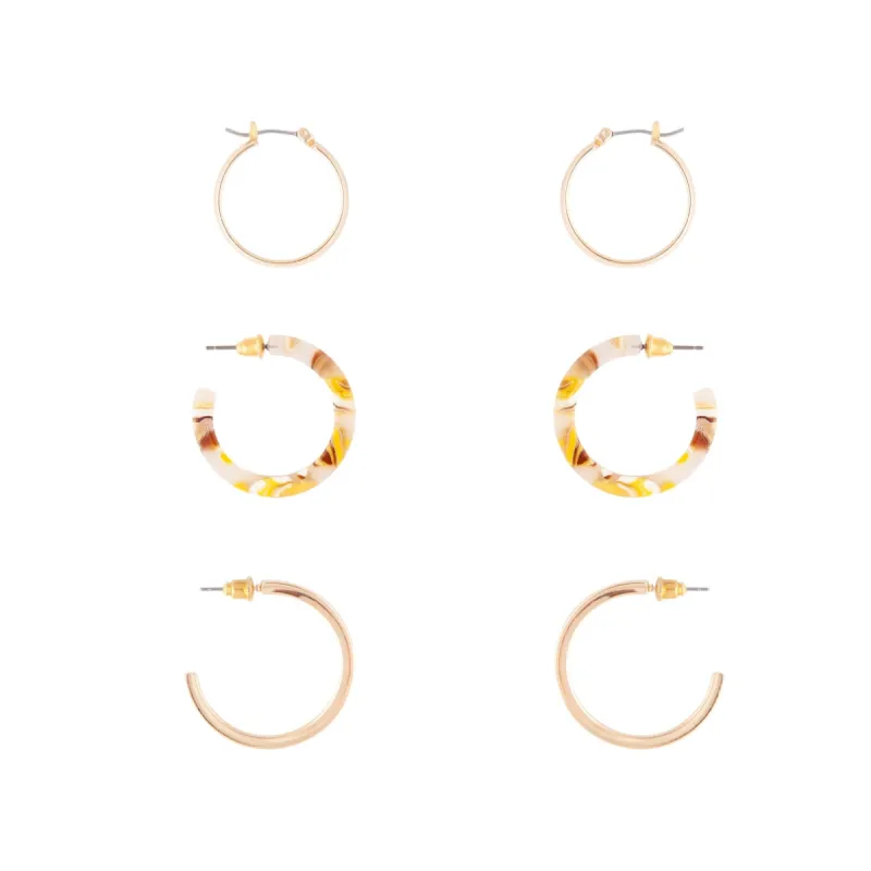 Gold Acrylic Metal Hoop Earring Pack sold by lovisa