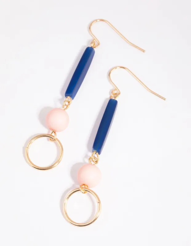 Blue Bar Bead & Disc Drop Earrings sold by lovisa