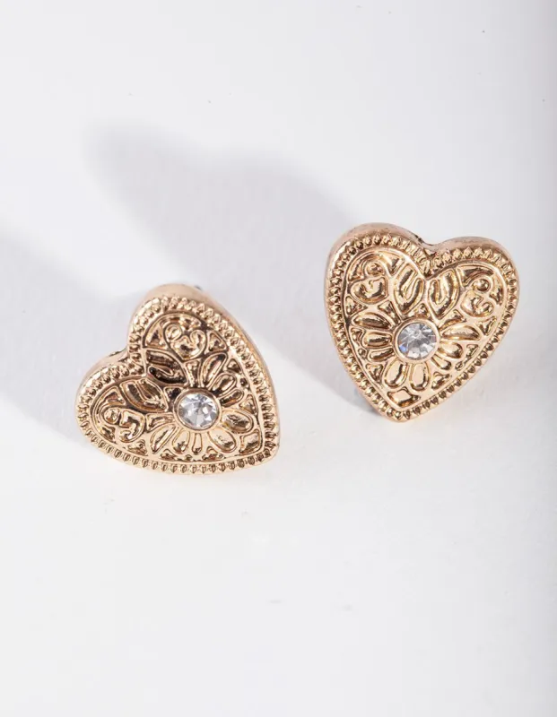 Antique Gold Heart Locket Earrings sold by lovisa
