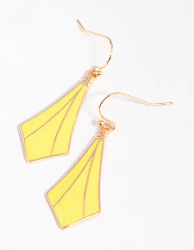 Yellow Enamel Art Deco Drop Earrings sold by lovisa