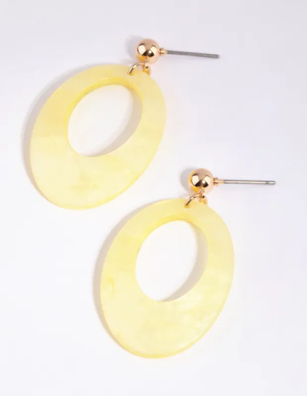 Yellow Acrylic Loop Drop Earrings sold by lovisa