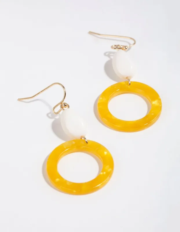 Yellow Doughnut Drop Earrings sold by lovisa