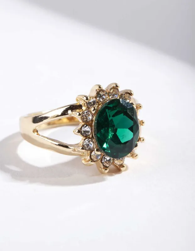 Gold Mini Jewel Floral Ring sold by lovisa