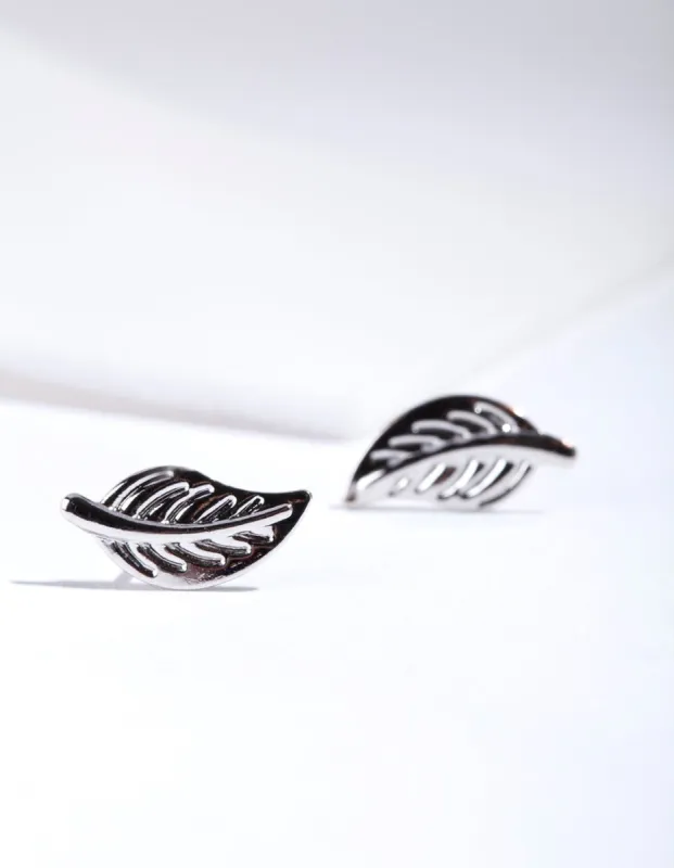 Silver Mini Leaf Stud Earrings sold by lovisa