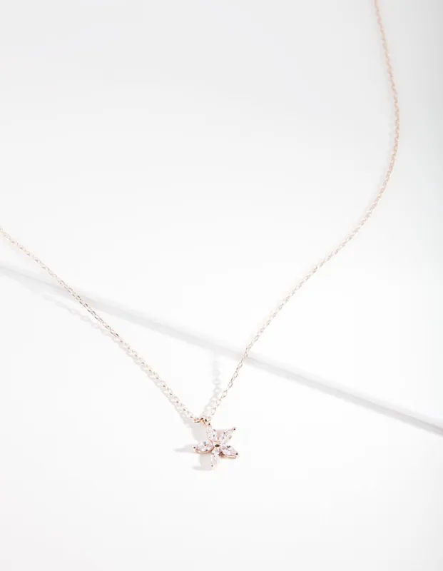 Rose Gold Cubic Zirconia Flower Necklace sold by lovisa