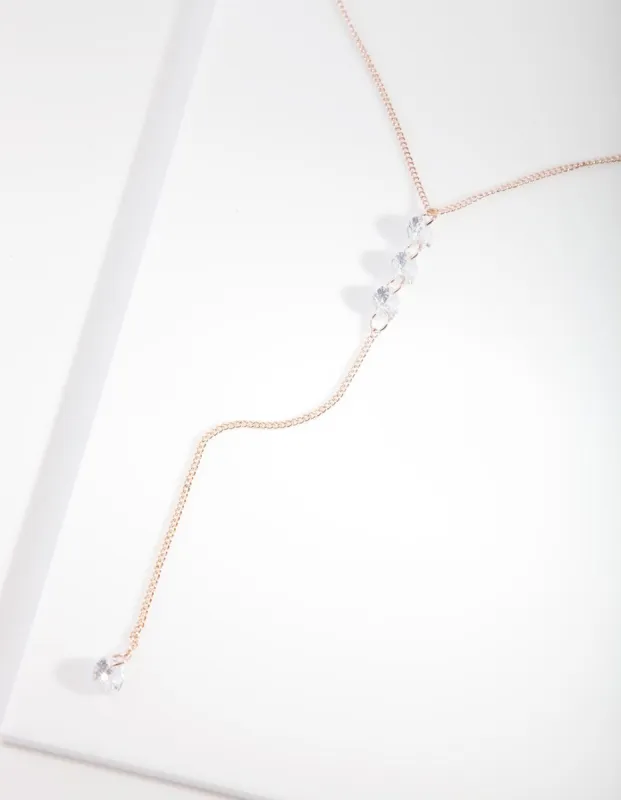 Rose Gold Cubic Zirconia Drop Necklace sold by lovisa