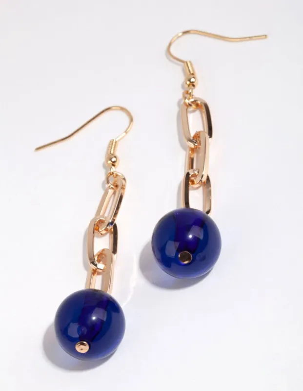 Gold Chain Link & Bead Drop Earrings sold by lovisa