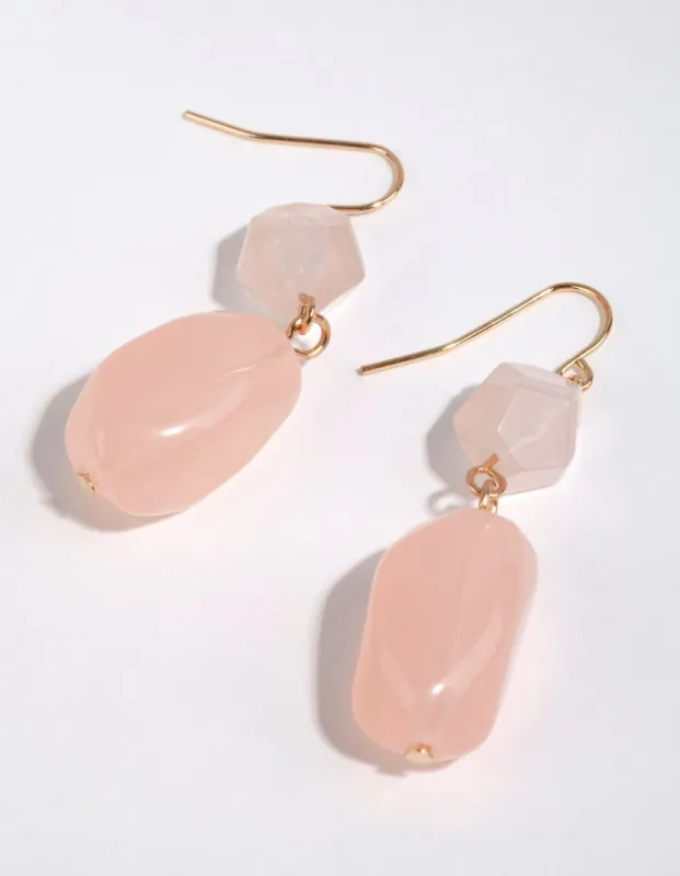 Gold Long Facet Bead Drop Earrings sold by lovisa