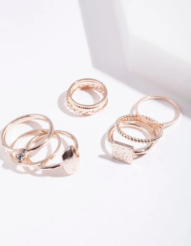 Rose Gold Fine Band Ring Pack sold by lovisa