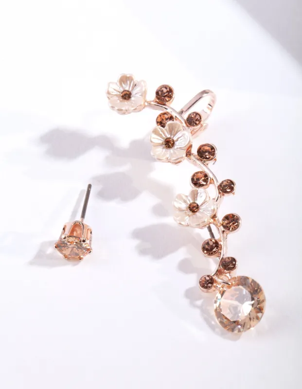Rose Gold Flower Ear Cuff sold by lovisa