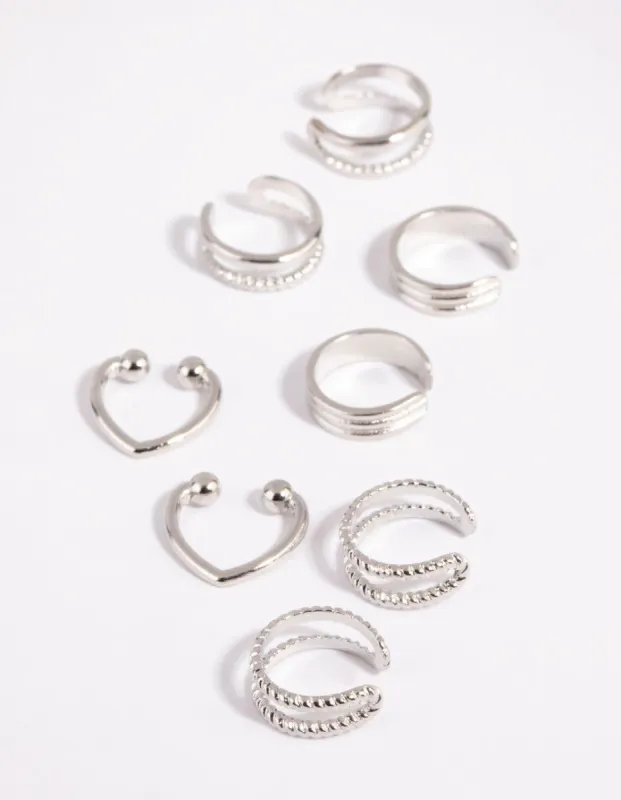 Silver Textured Ear Cuff Stack Pack sold by lovisa