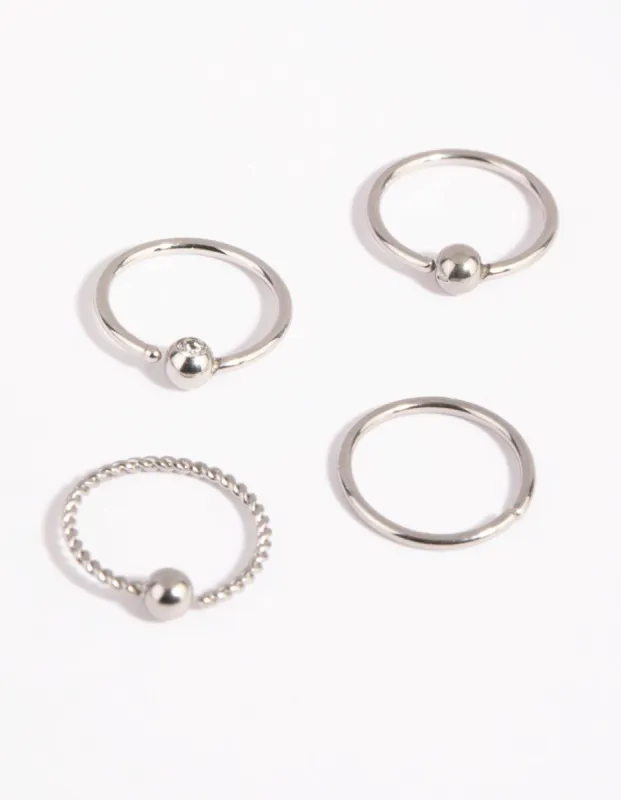 Surgical Steel Textured Nose Ring 4-Pack sold by lovisa