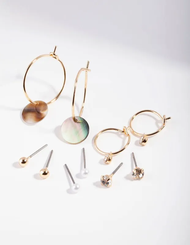 Gold Shell Stone Ear Stack sold by lovisa