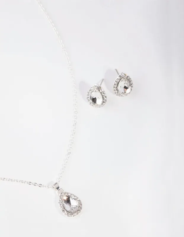 Silver Pear Crystal Jewellery Set sold by lovisa