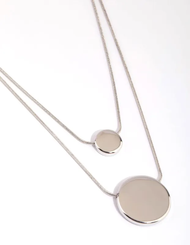 Rhodium Circle Disc Layered Necklace sold by lovisa