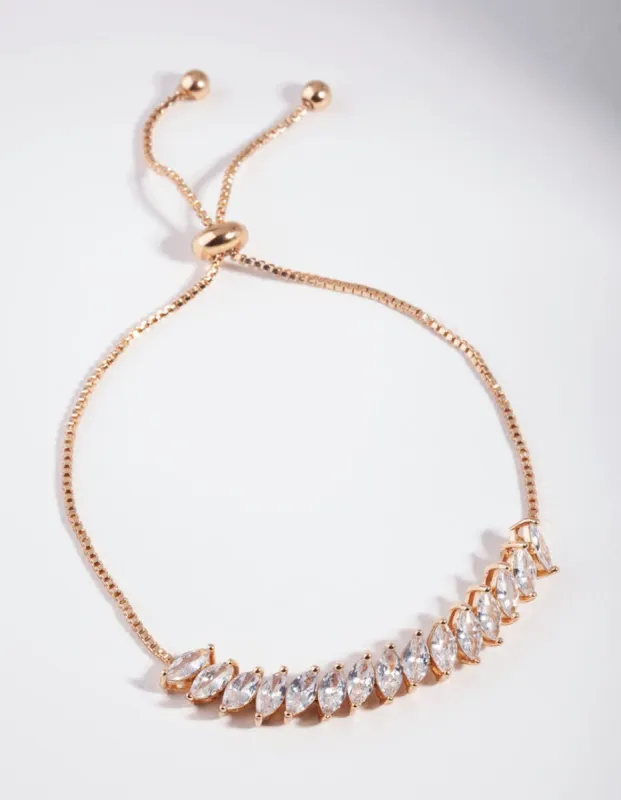 Gold Cubic Zirconia Navette Toggle Bracelet sold by lovisa