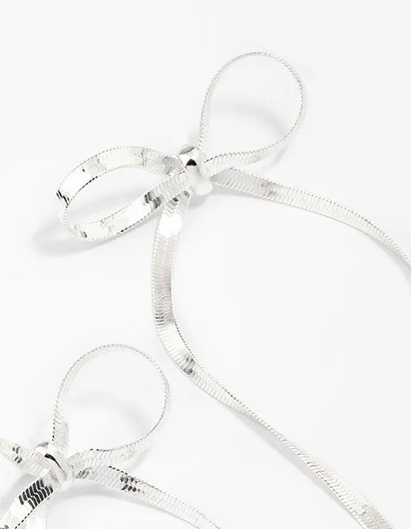 Silver Snake Chain Bow Drop Earrings sold by lovisa product image thumbnail 3