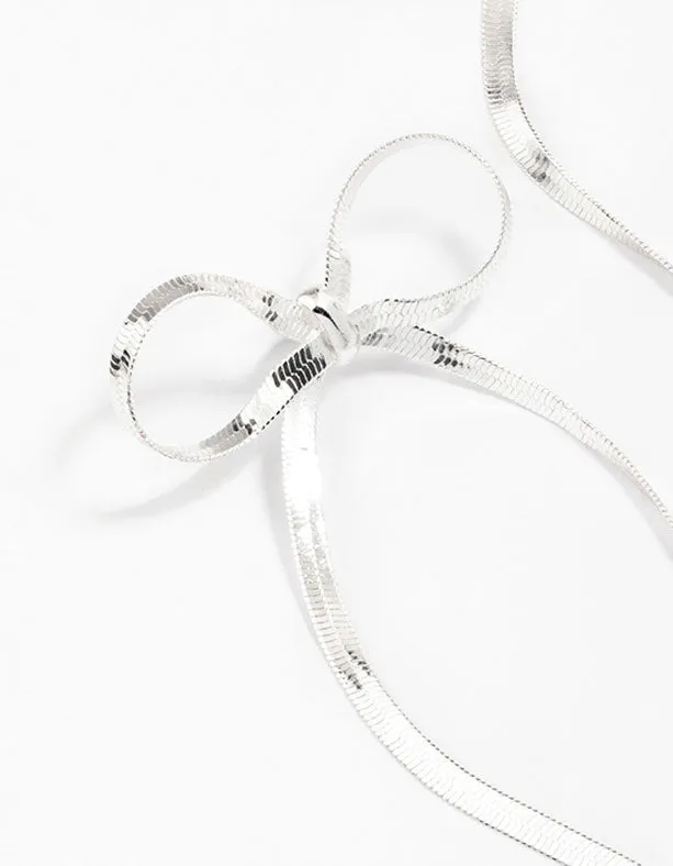 Silver Snake Chain Bow Drop Earrings sold by lovisa product image thumbnail 2