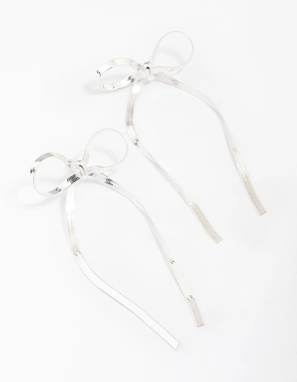 Silver Snake Chain Bow Drop Earrings sold by lovisa