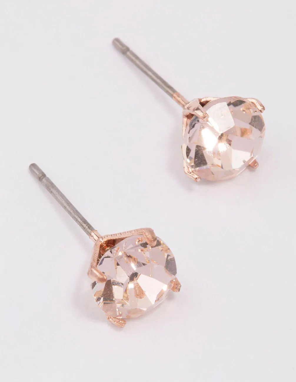 Rose Gold Pink Crystal Stud Earrings sold by lovisa product image thumbnail 5