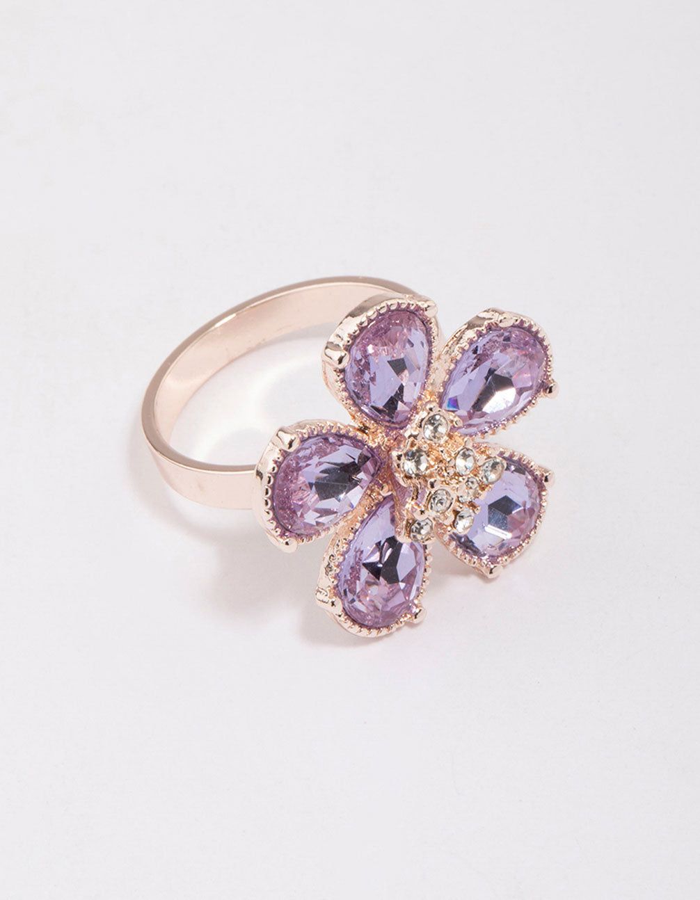 Rose Gold Lilac Flower Petal Ring sold by lovisa