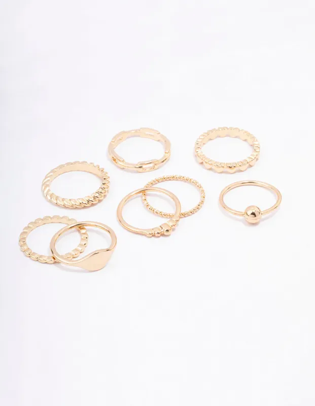 Gold Pattern Heart Ring Pack sold by lovisa