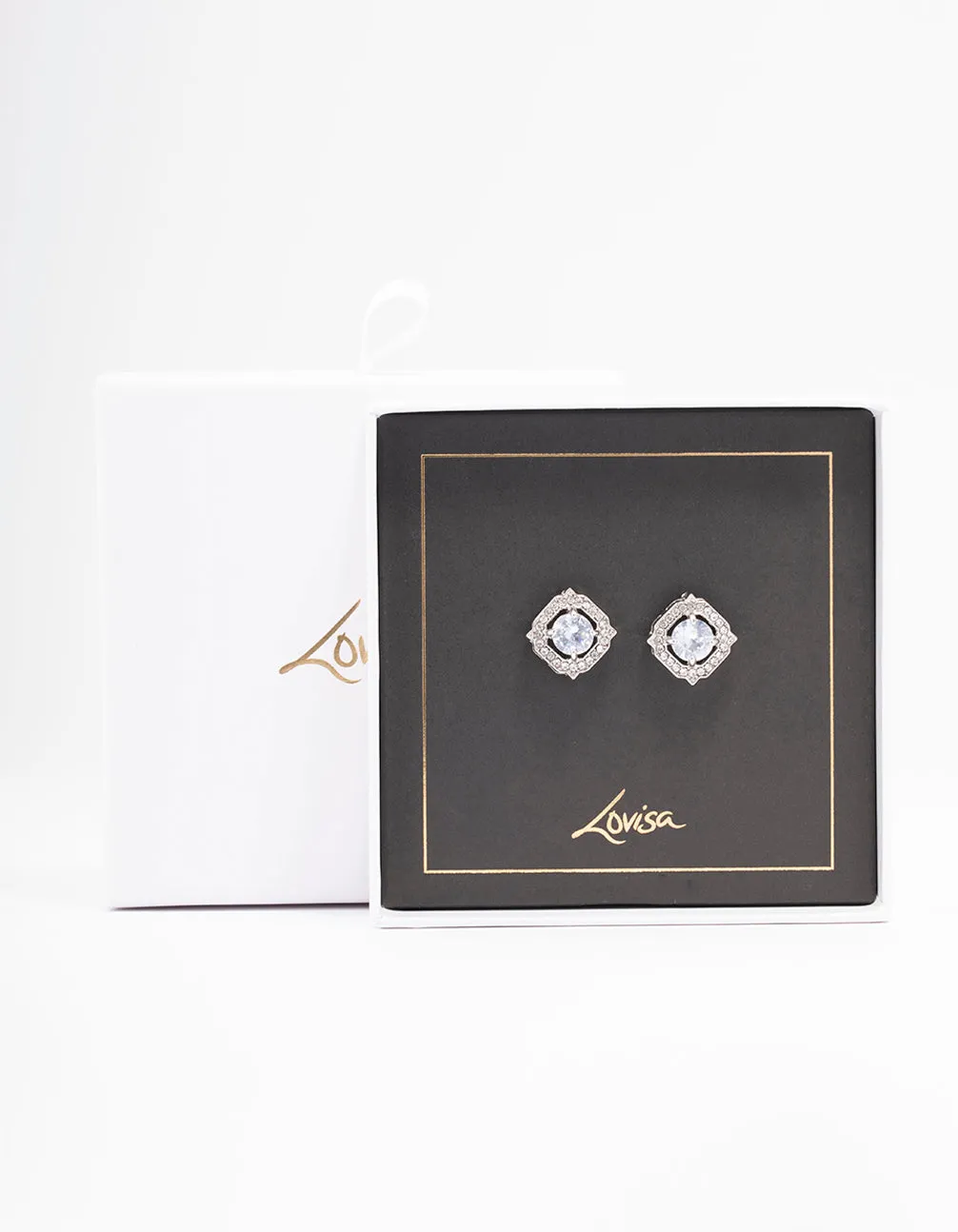Rhodium Encased Diamante Stud Earrings sold by lovisa product image thumbnail 2