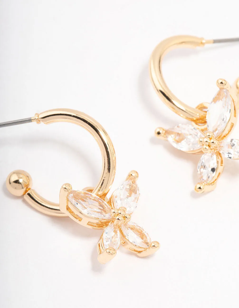 Gold Cubic Zirconia Butterfly Huggie Hoop Earrings sold by lovisa product image thumbnail 2