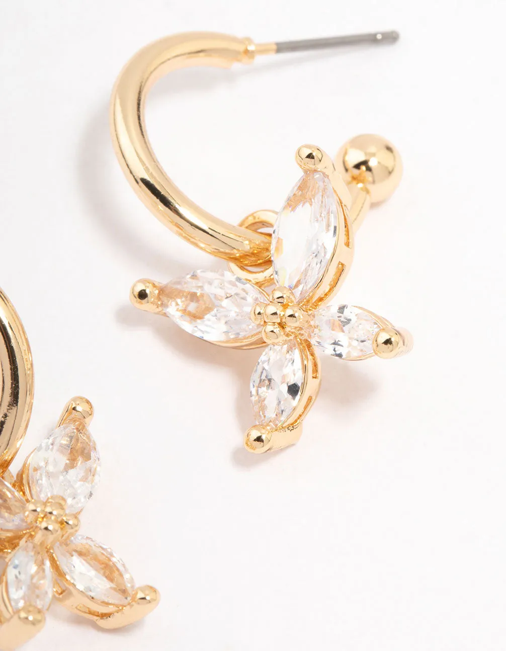 Gold Cubic Zirconia Butterfly Huggie Hoop Earrings sold by lovisa product image thumbnail 3