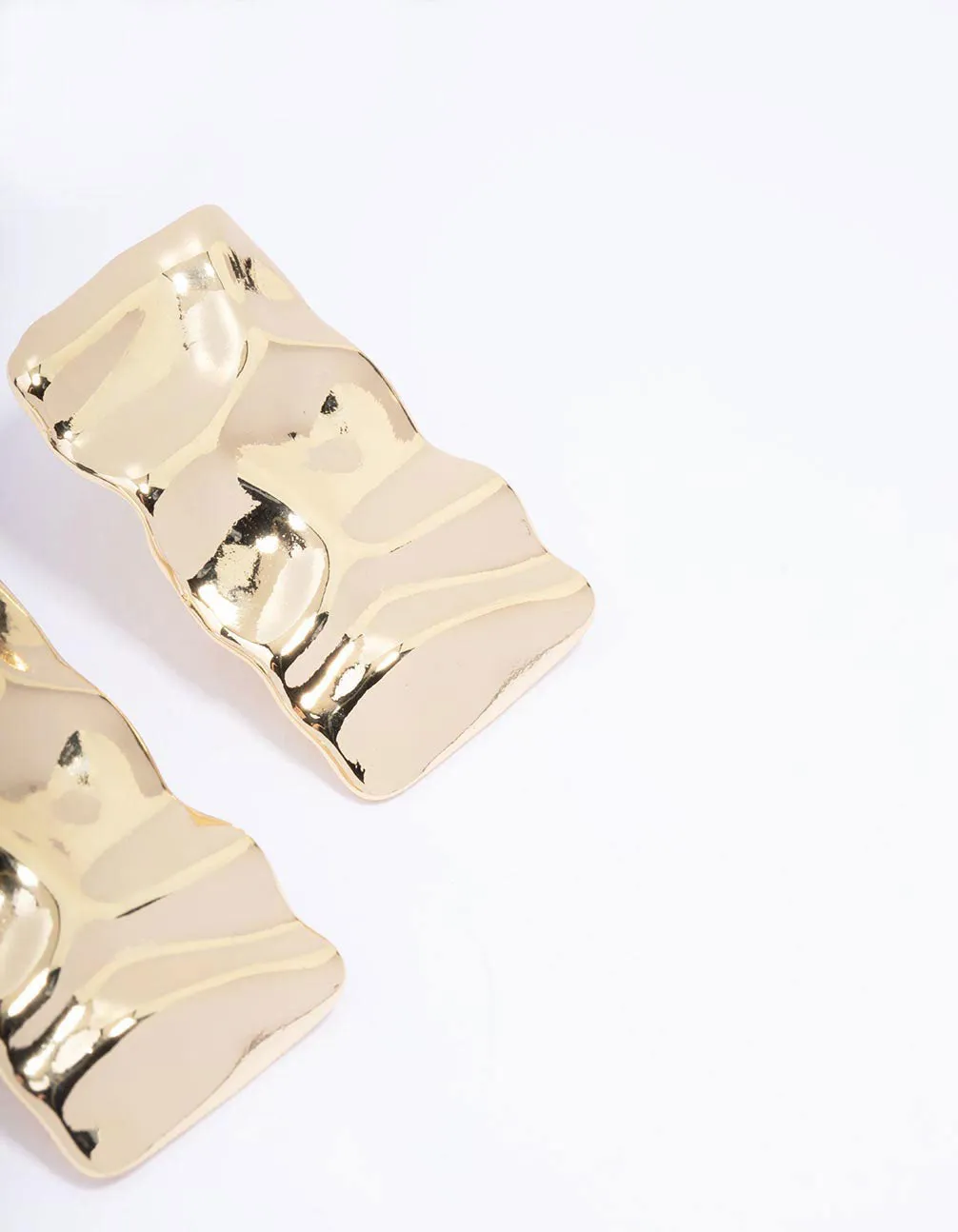 Gold Plated Hammered Rectangular Stud Earrings sold by lovisa product image thumbnail 3