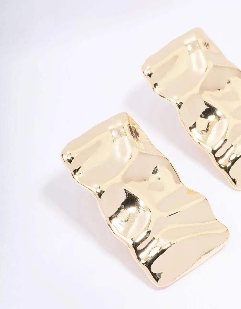 Gold Plated Hammered Rectangular Stud Earrings sold by lovisa product image thumbnail 2