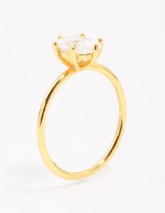 Gold Plated Sterling Silver Oval Solitaire Ring sold by lovisa